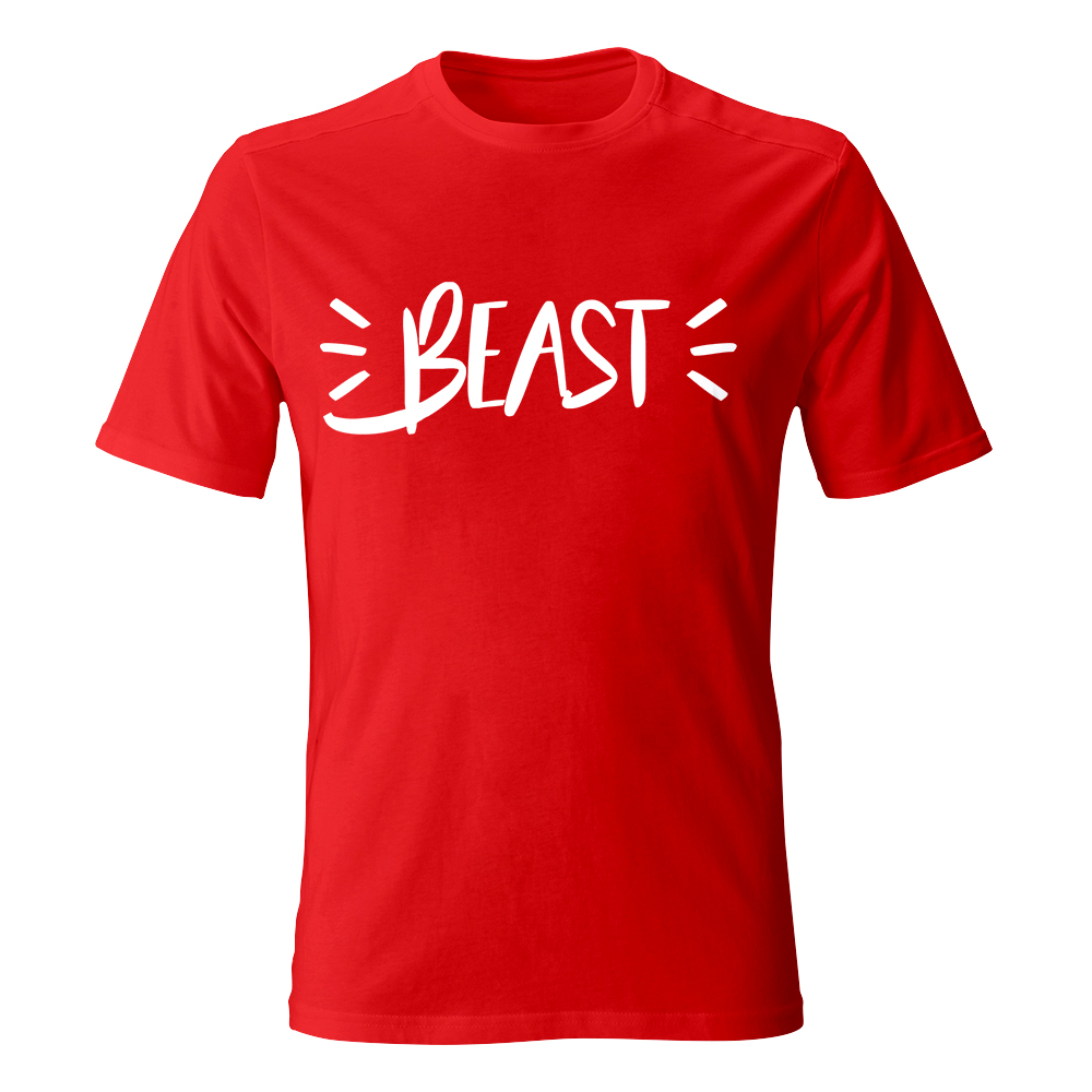 koszulka meska czerwona beauty beast 01