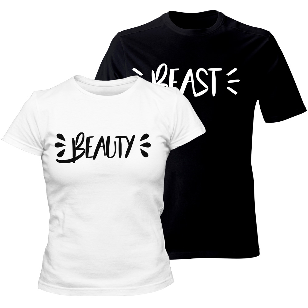 koszulki beauty beast bialo czarne