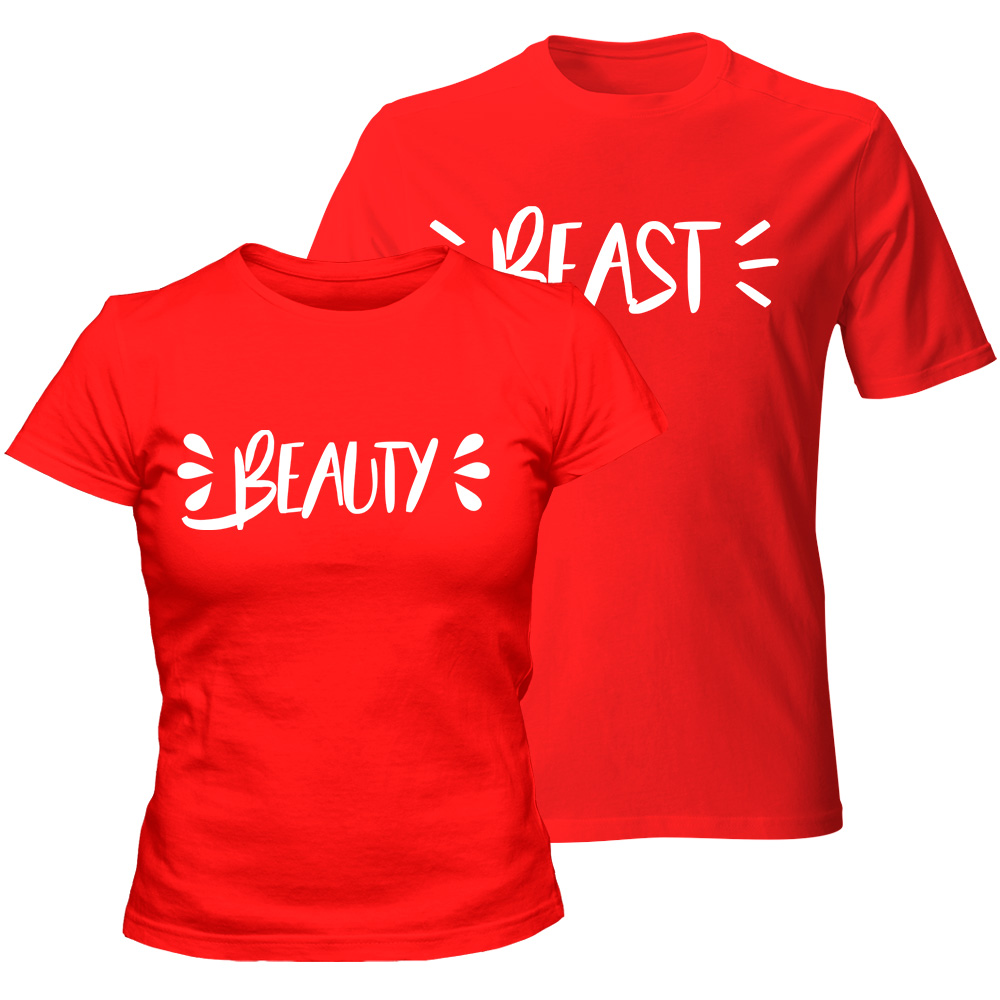 koszulki beauty beast czerwone