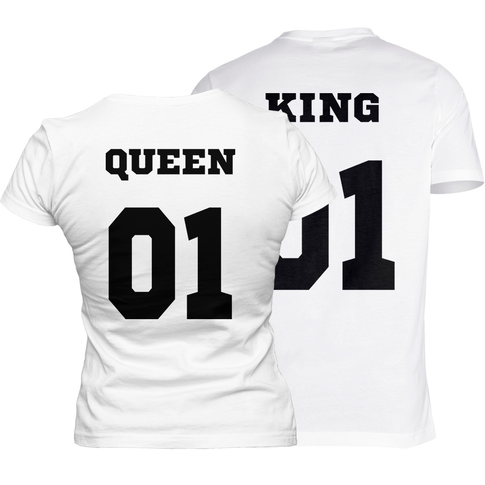 koszulki king queen biale