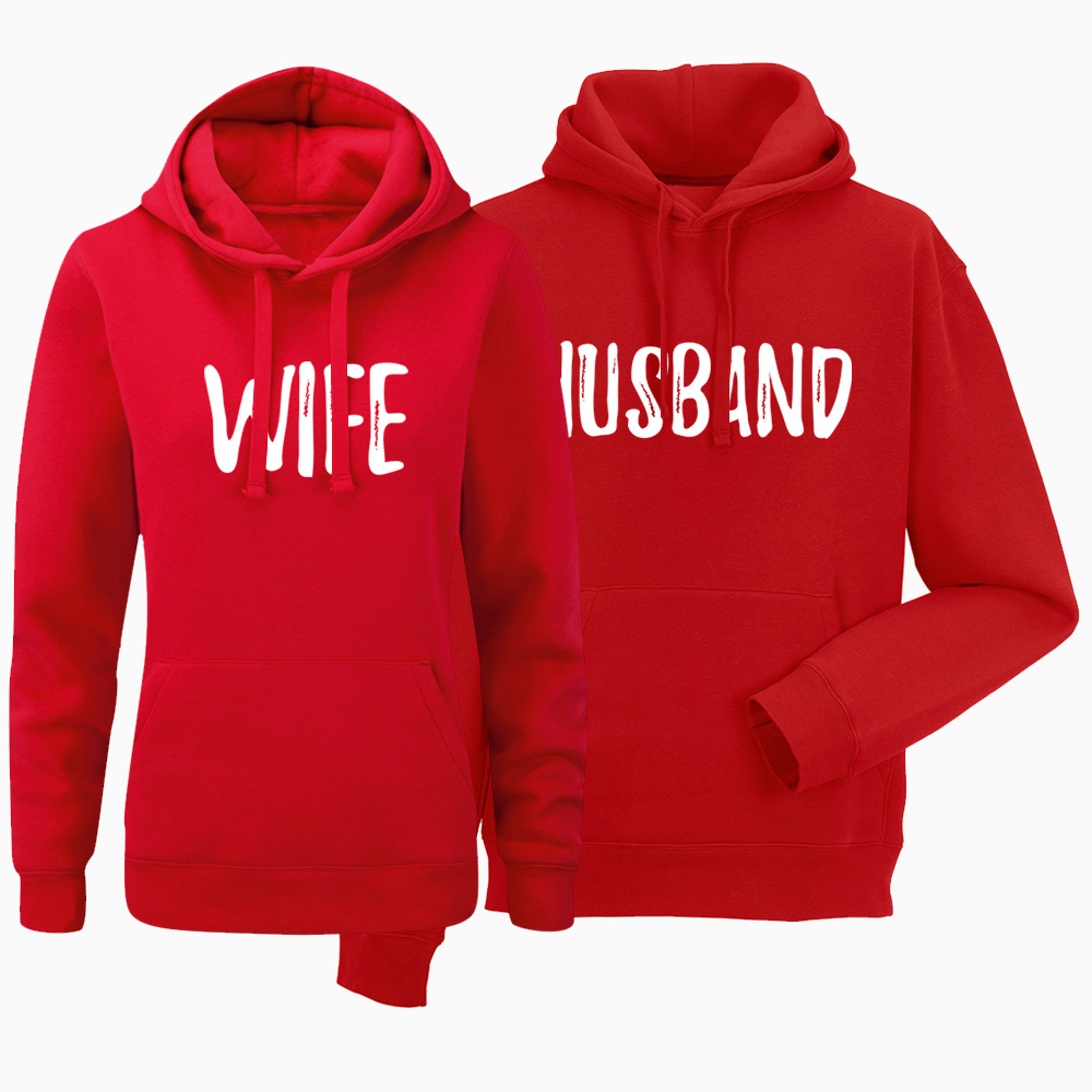 zestaw bluz z kapturem czerwonych husband wife