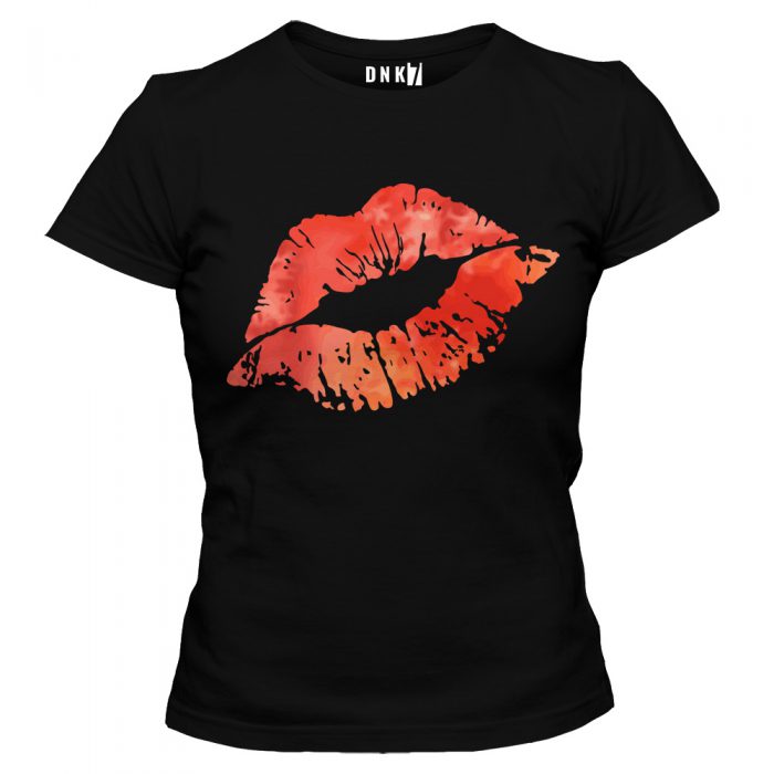 lipstick kiss koszulka damska czarna