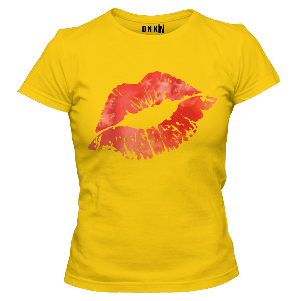 lipstick kiss koszulka damska zolta