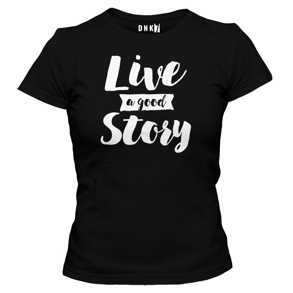 live a good storykoszulka damska czarna