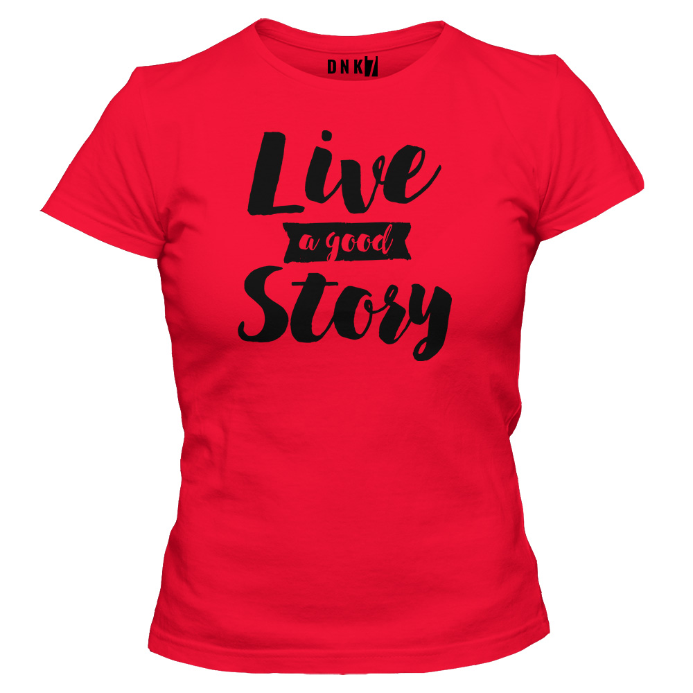 live a good storykoszulka damska czerwona