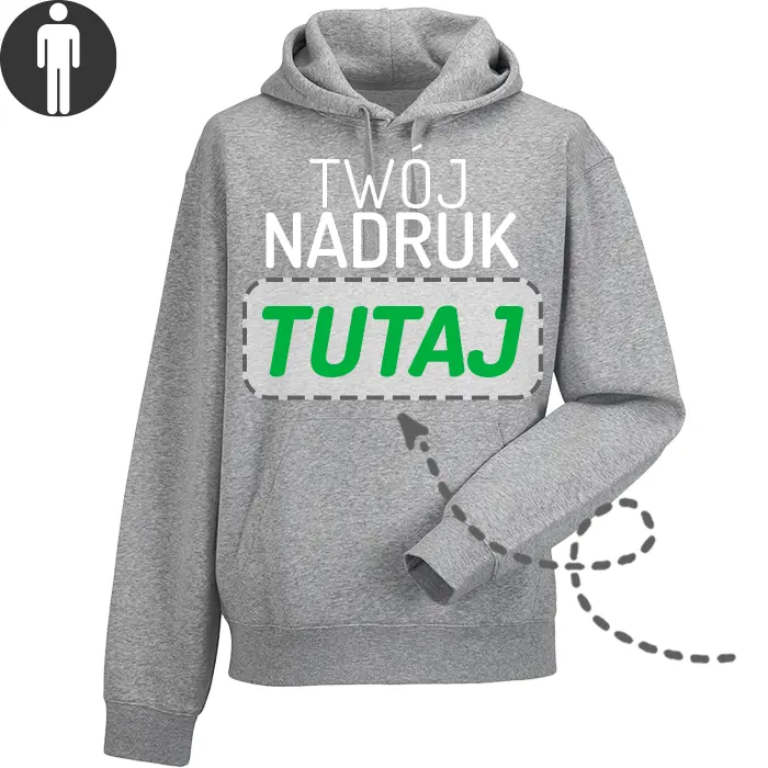 bluza męska z kapturem z własnym nadrukiem, główna grafika