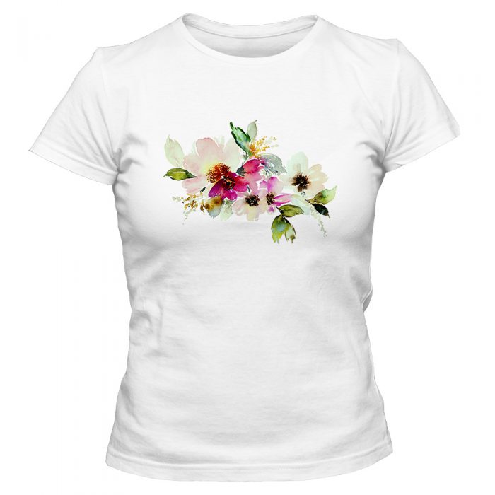 koszulka damska biala wodne kwiaty