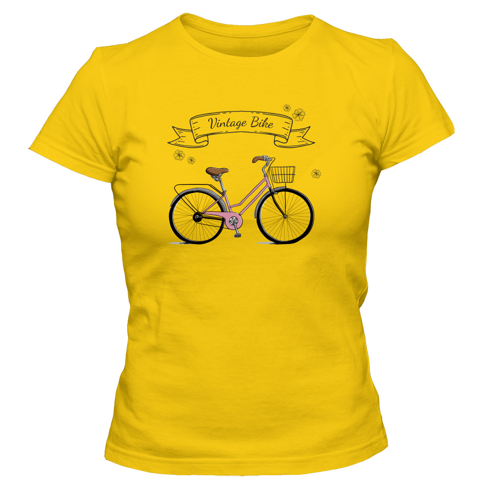 koszulka damska zolta vintage bike