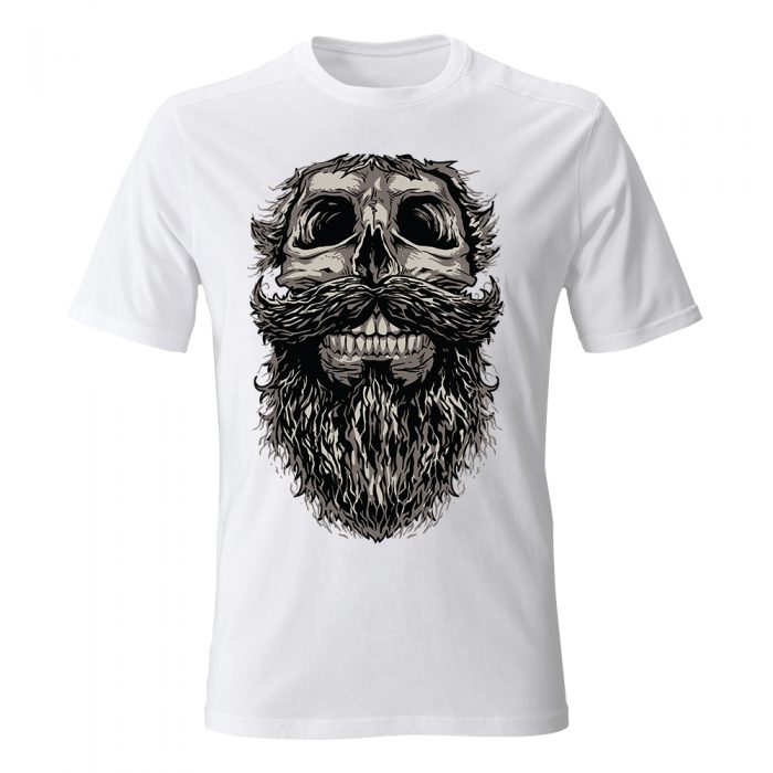 koszulka meska biala skull and beard