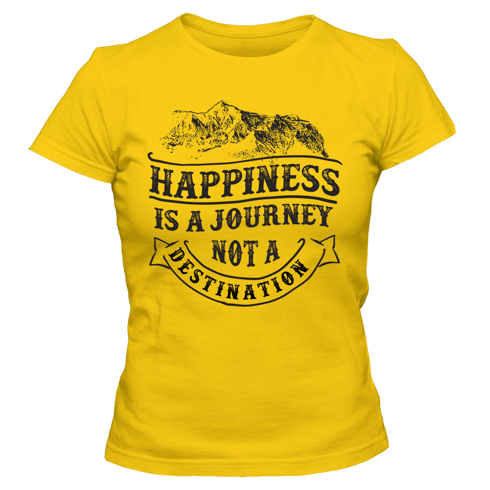 koszulka damska zolta happiness is a journey