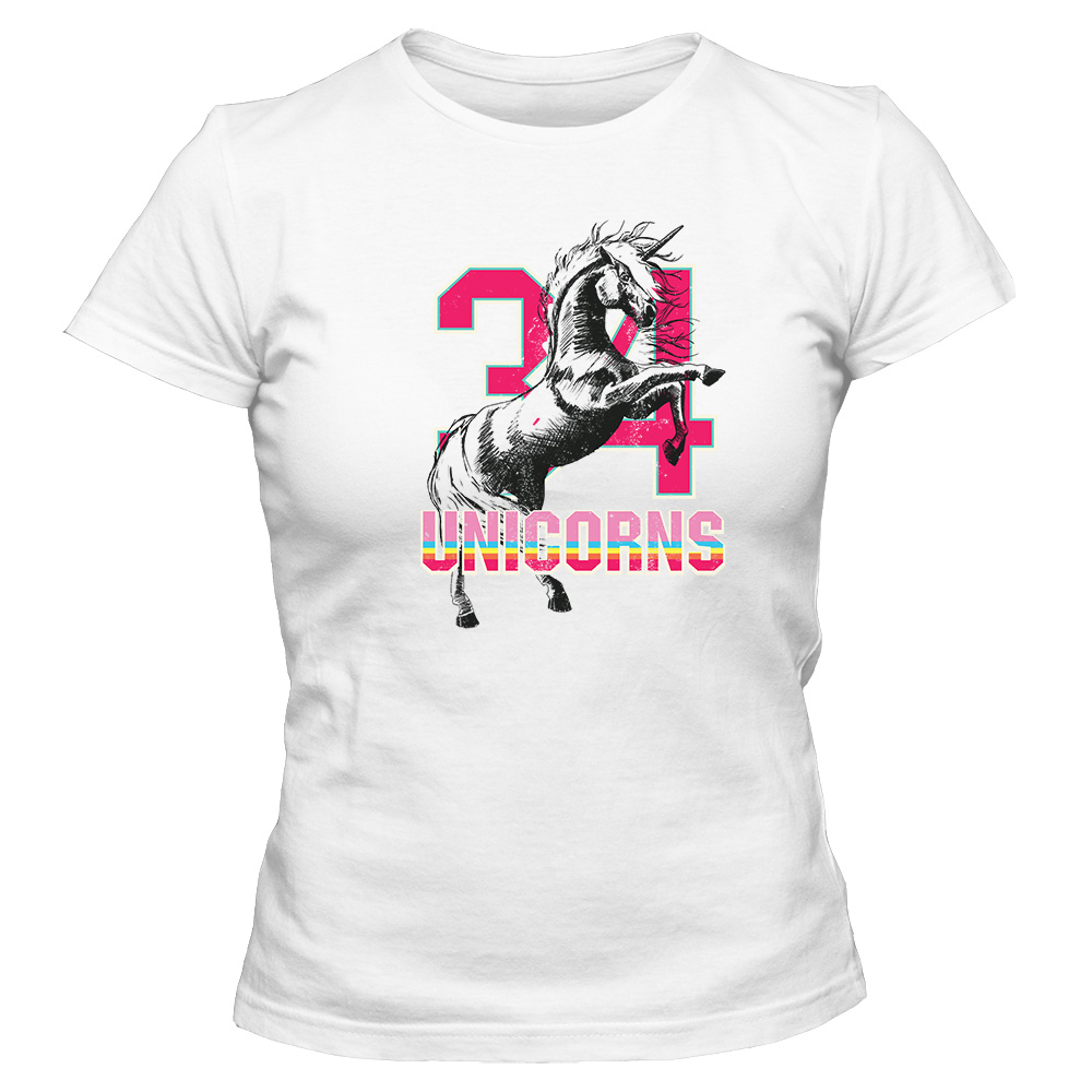 koszulka damska biala 34 unicorns