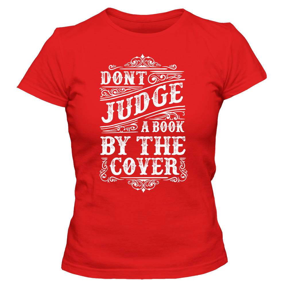 koszulka damska czerwona dont judge book by the cover