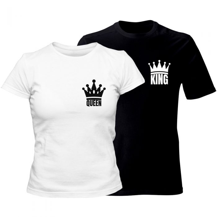 zestaw koszulek bialych king queen 4