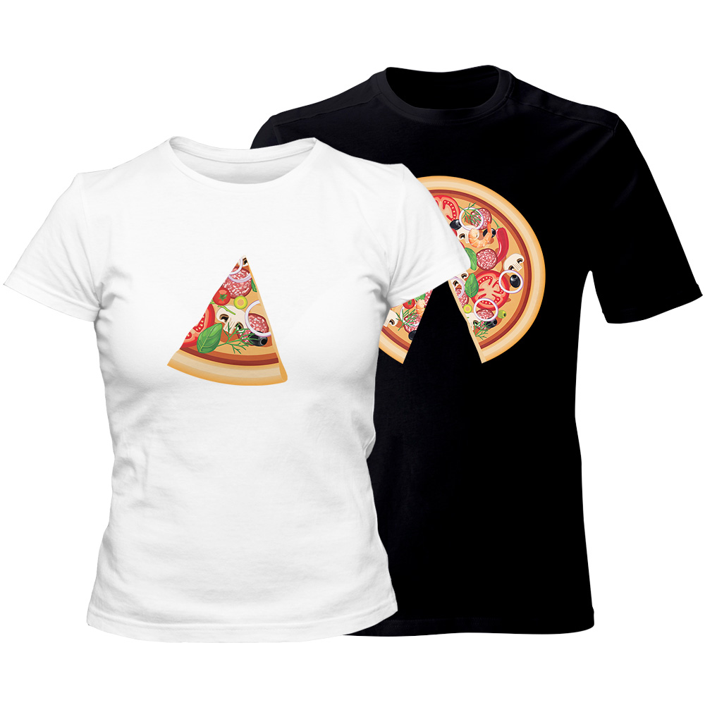 zestaw koszulek bialo czarny pizza
