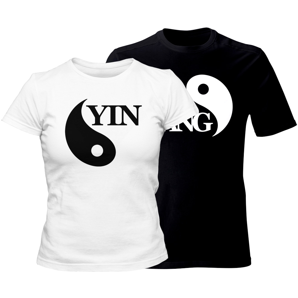 zestaw koszulek bialo czarny yin yang