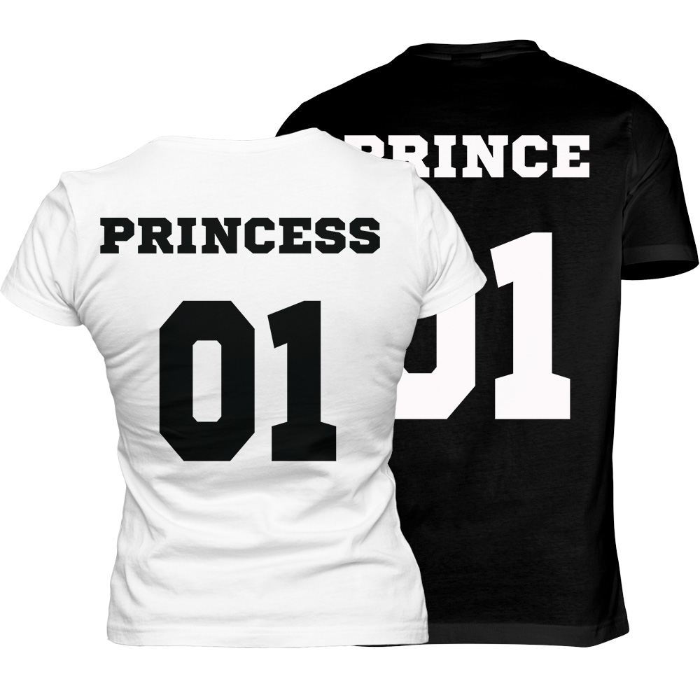 zestaw koszulek bialo czarnych tyl princess prince