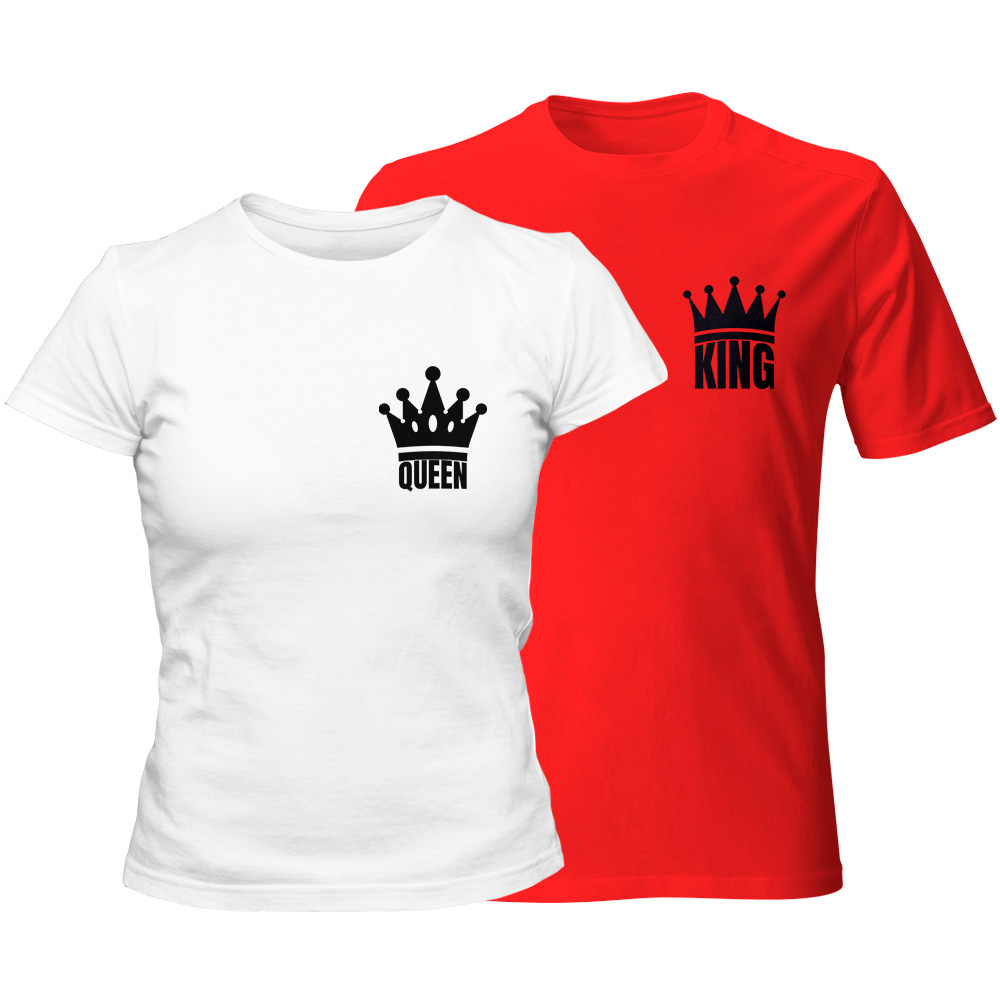 zestaw koszulek bialo czerwony king queen 4
