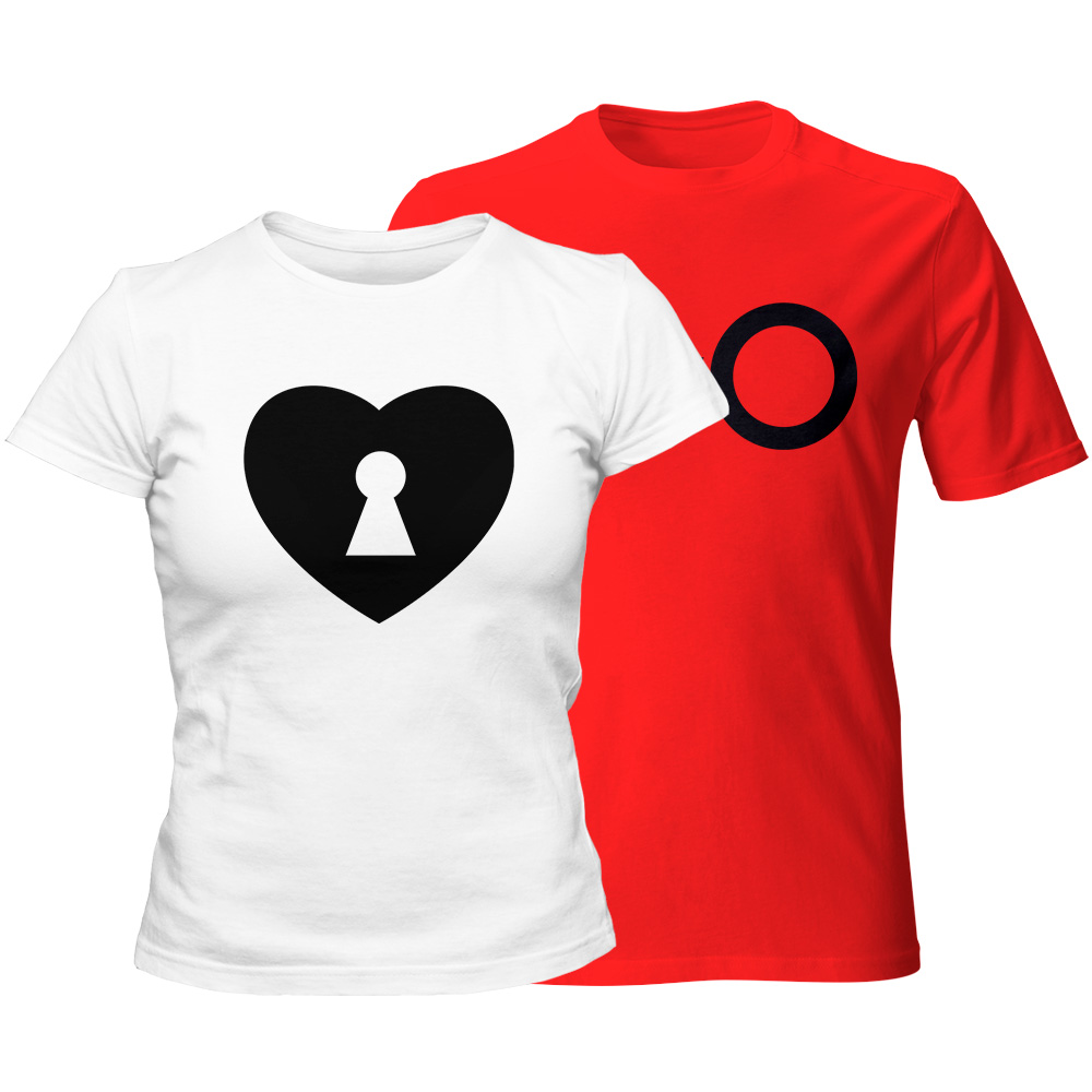zestaw koszulek bialo czerwony klucz do serca
