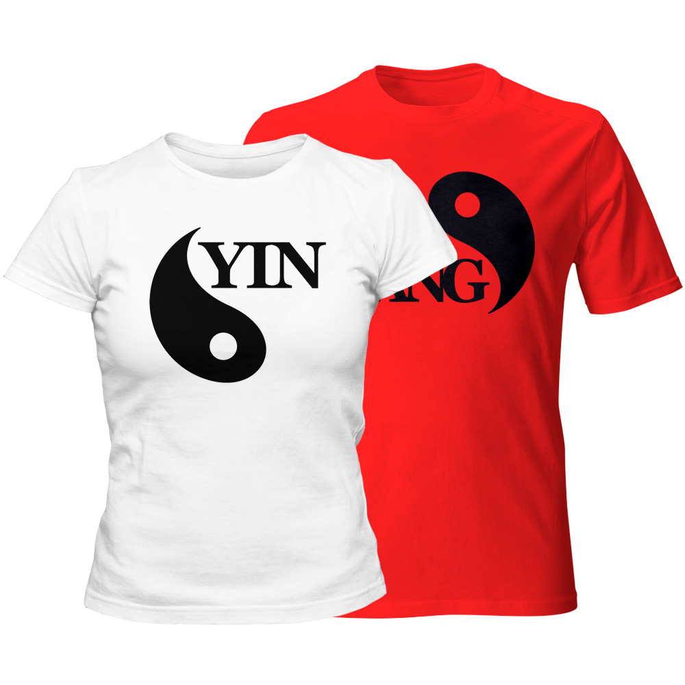 zestaw koszulek bialo czerwony yin yang