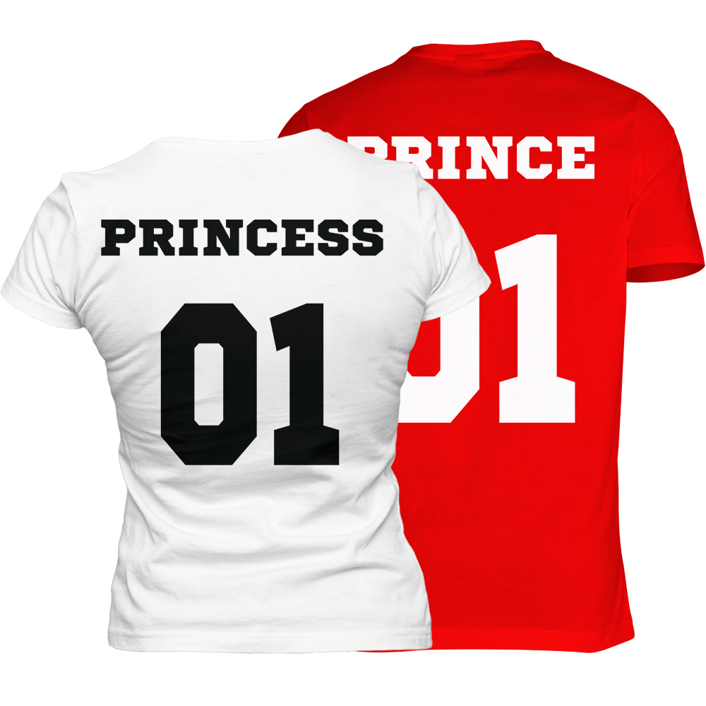 zestaw koszulek bialo czerwonych tyl princess prince