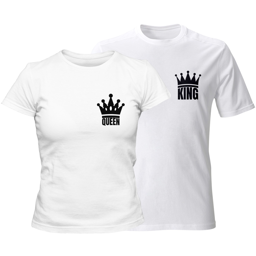 zestaw koszulek bialych king queen 4
