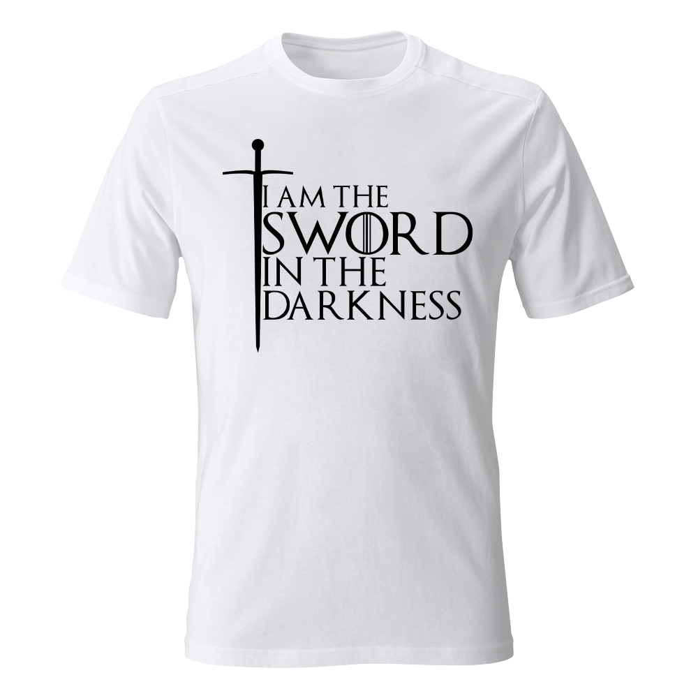koszulka meska biala i am the sword in the darkness