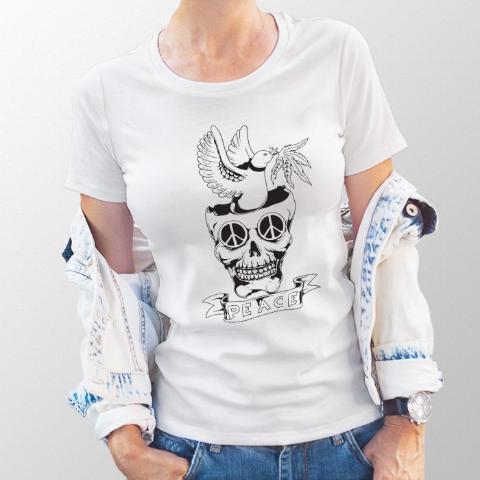 koszulka damska biala sugar skull 06
