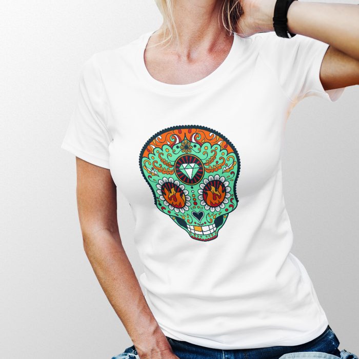 koszulka damska biala sugar skull 19