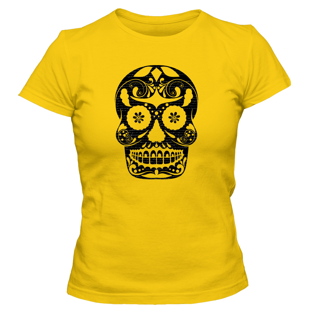 koszulka damska zolta sugar skull 04