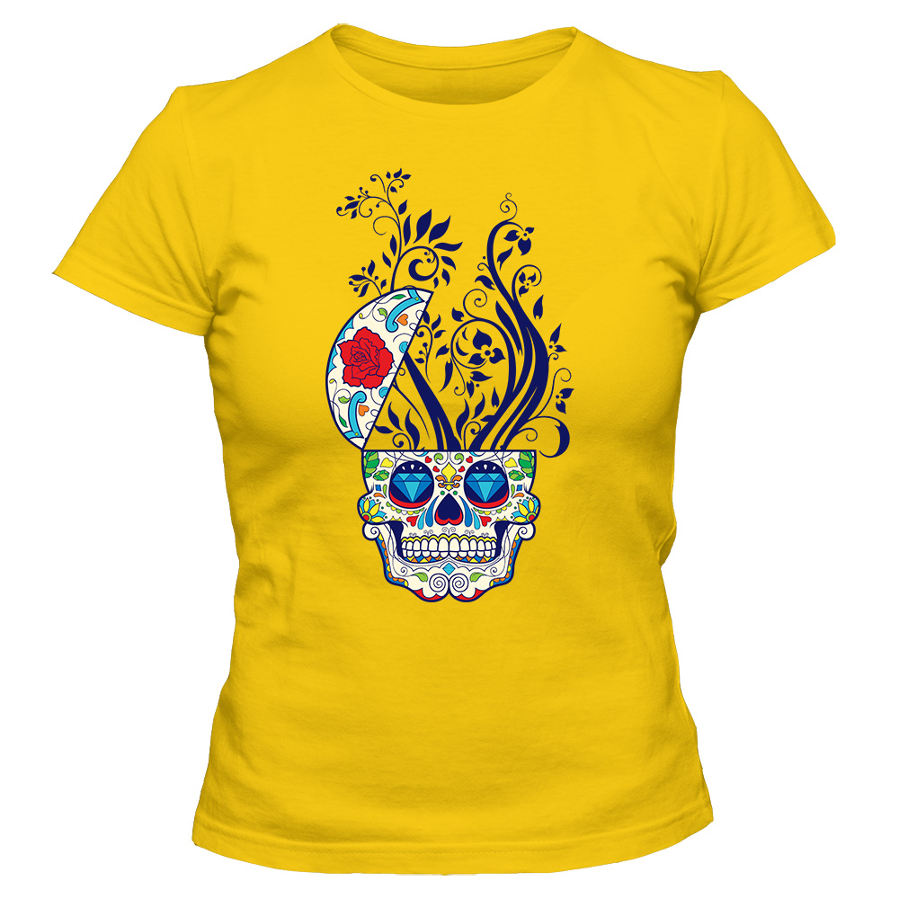 koszulka damska zolta sugar skull 13