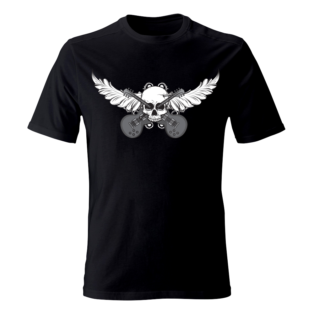 koszulka meska czarna guitar skull