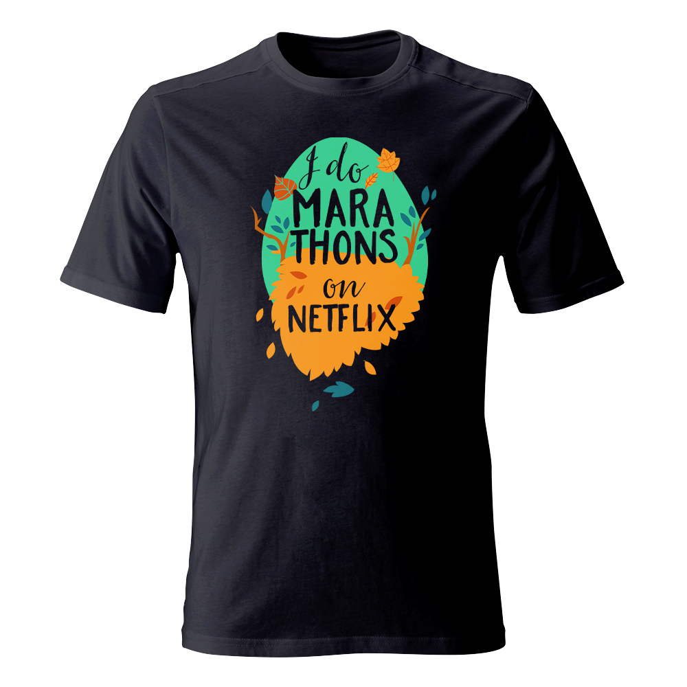 Koszulka męska z nadrukiem I DO MARATHONS ON NETFLIX