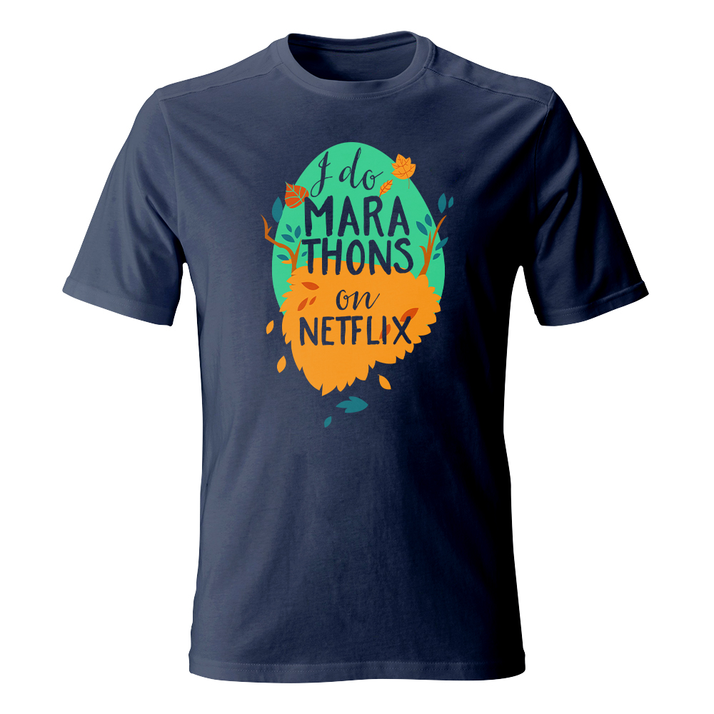 Koszulka męska z nadrukiem I DO MARATHONS ON NETFLIX