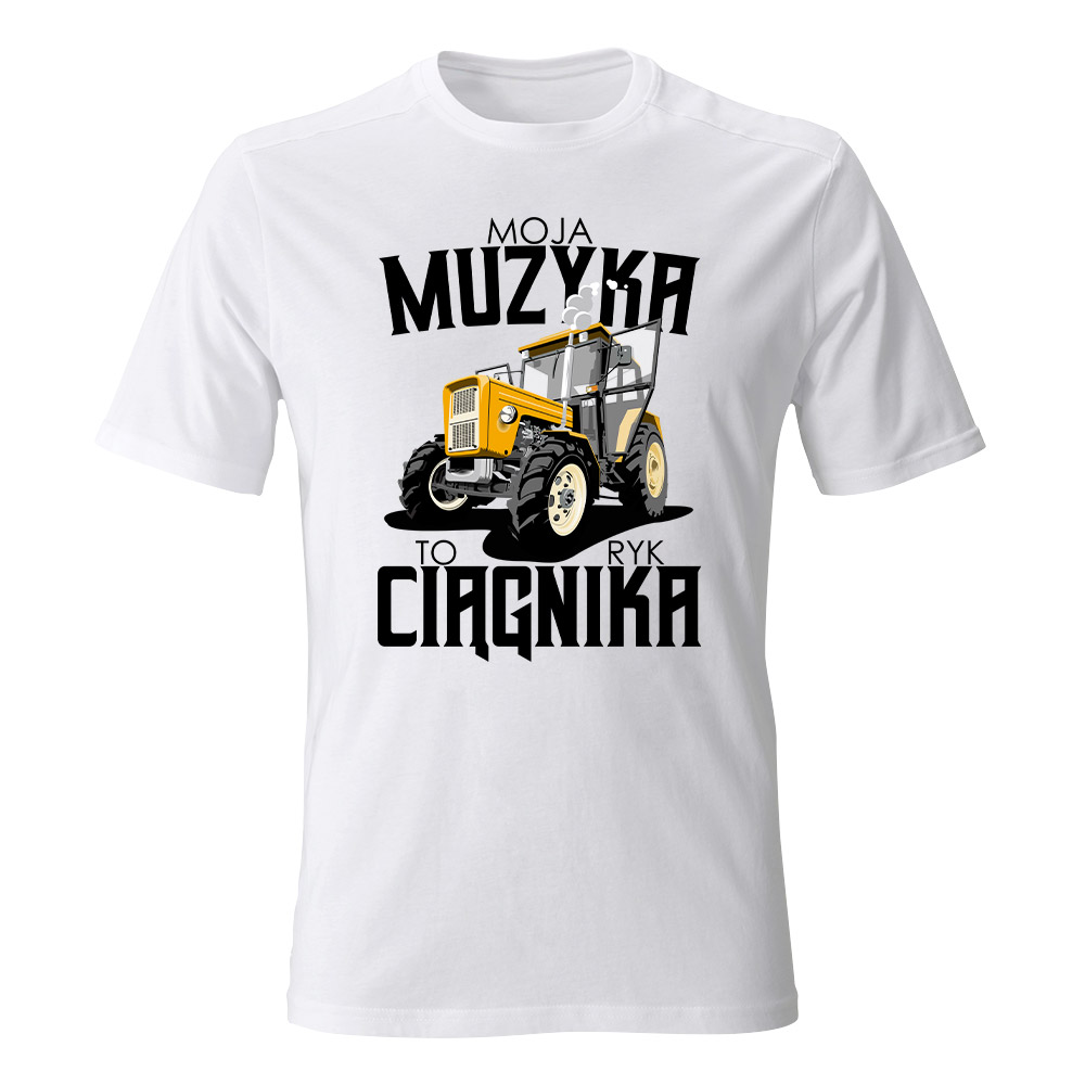 Koszulka męska z nadrukiem MOJA MUZYKA TO RYK CIĄGNIKA 01