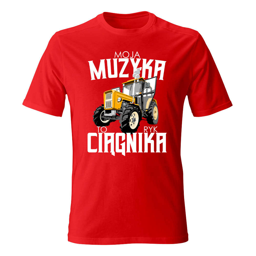 Koszulka męska z nadrukiem MOJA MUZYKA TO RYK CIĄGNIKA 01