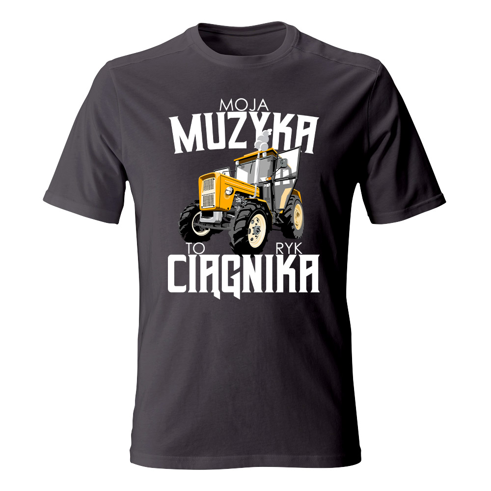 Koszulka męska z nadrukiem MOJA MUZYKA TO RYK CIĄGNIKA 01