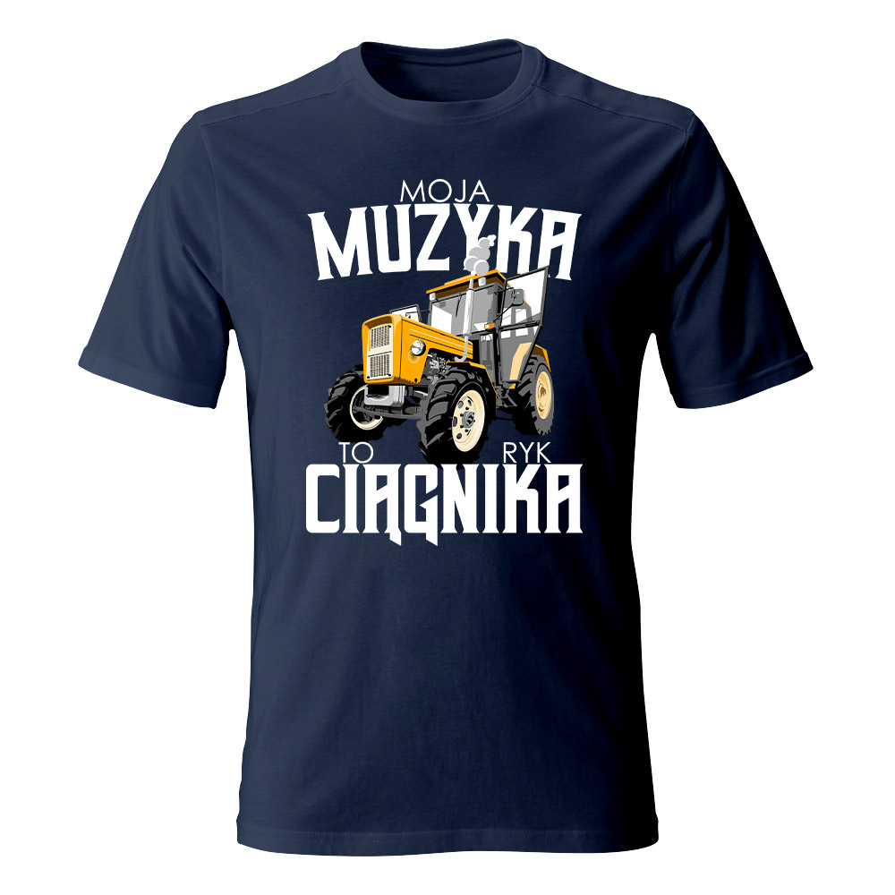 Koszulka męska z nadrukiem MOJA MUZYKA TO RYK CIĄGNIKA 01