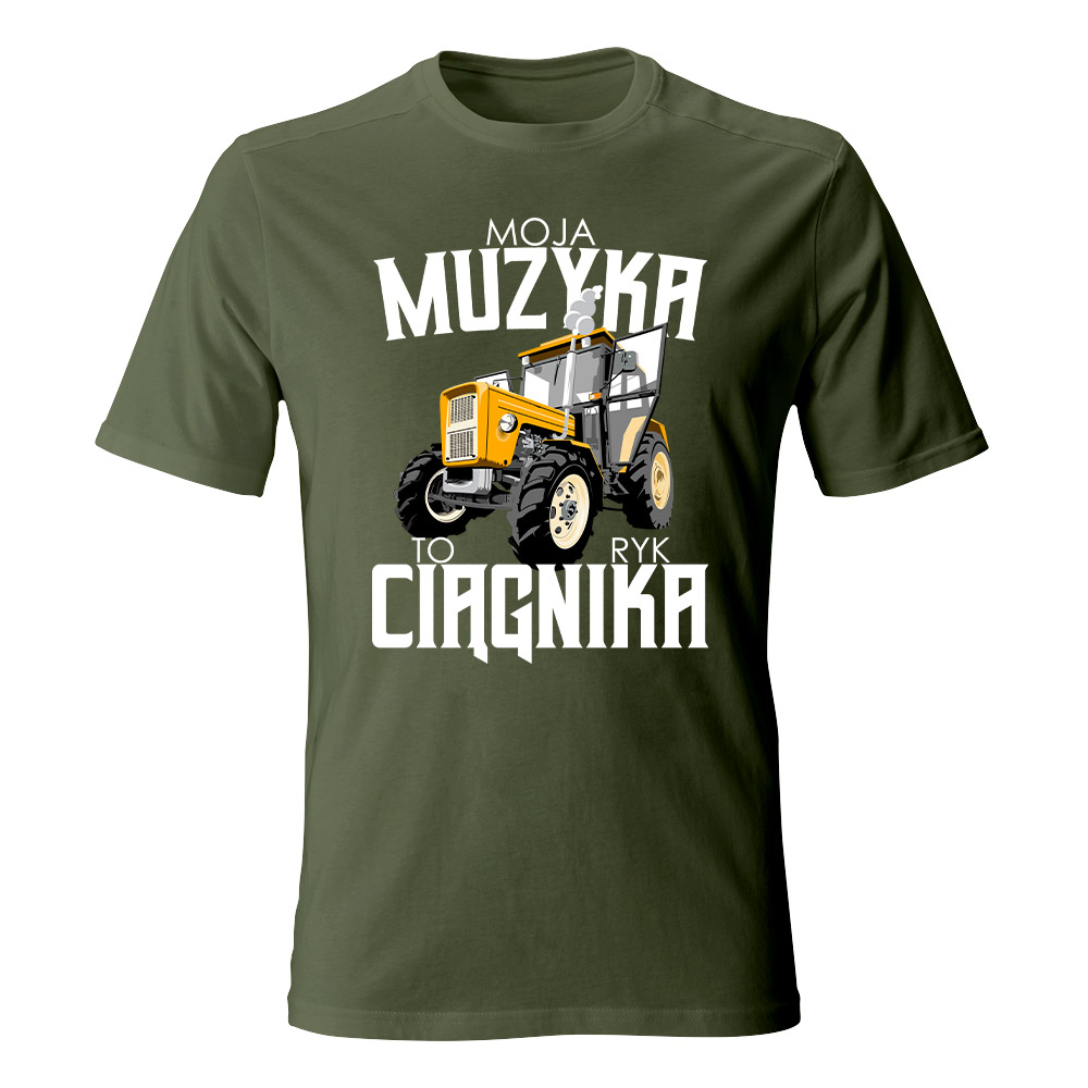 Koszulka męska z nadrukiem MOJA MUZYKA TO RYK CIĄGNIKA 01