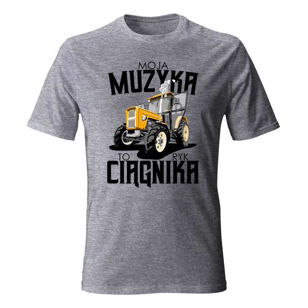 Koszulka męska z nadrukiem MOJA MUZYKA TO RYK CIĄGNIKA 01