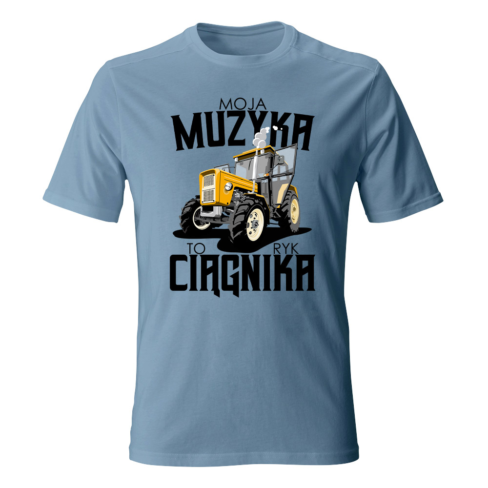 Koszulka męska z nadrukiem MOJA MUZYKA TO RYK CIĄGNIKA 01