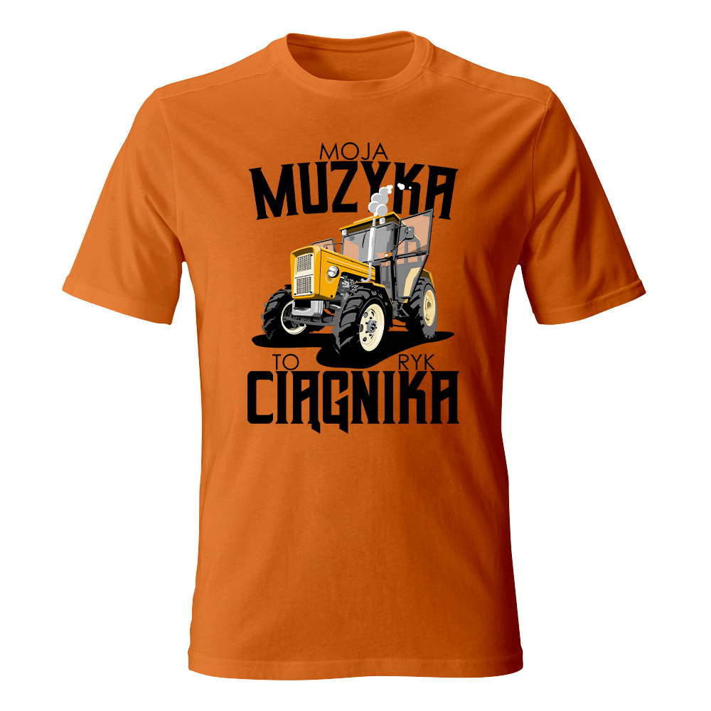 Koszulka męska z nadrukiem MOJA MUZYKA TO RYK CIĄGNIKA 01