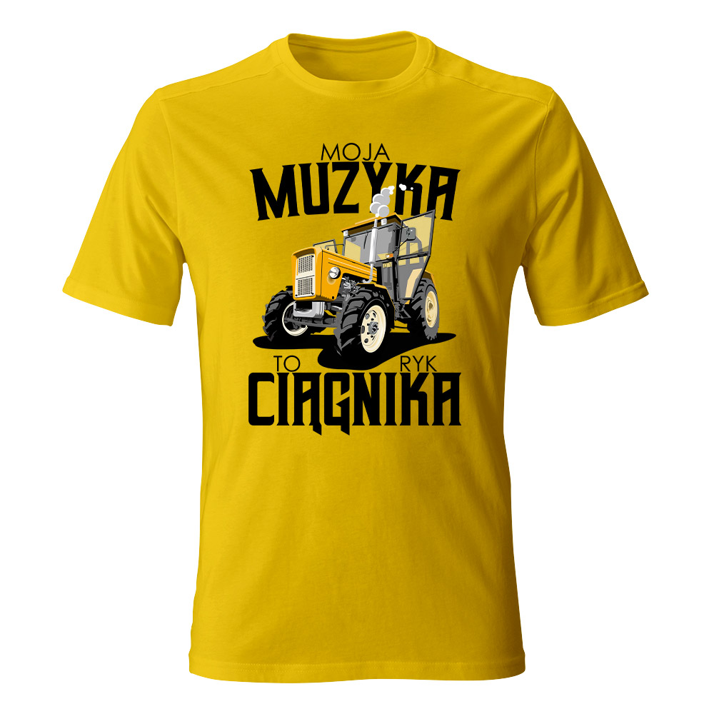 Koszulka męska z nadrukiem MOJA MUZYKA TO RYK CIĄGNIKA 01