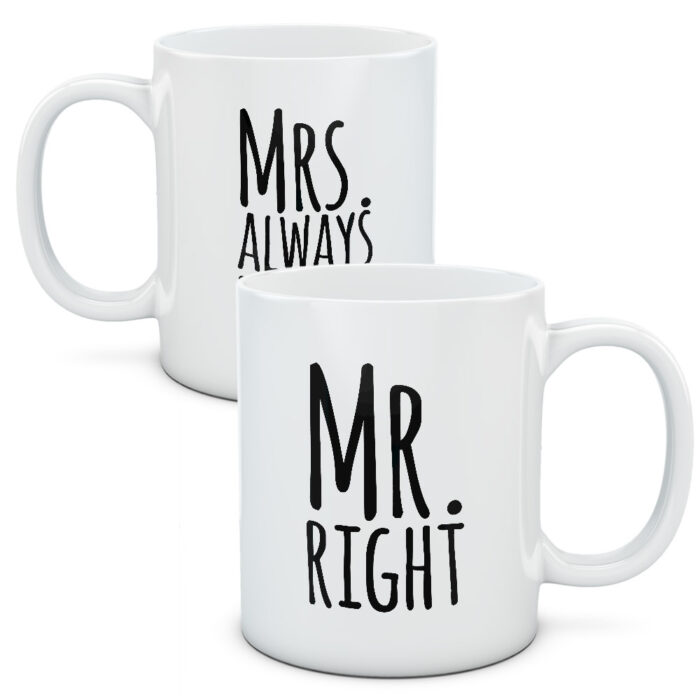Kubki dla par, zakochanych, zestaw Mr & Mrs Right