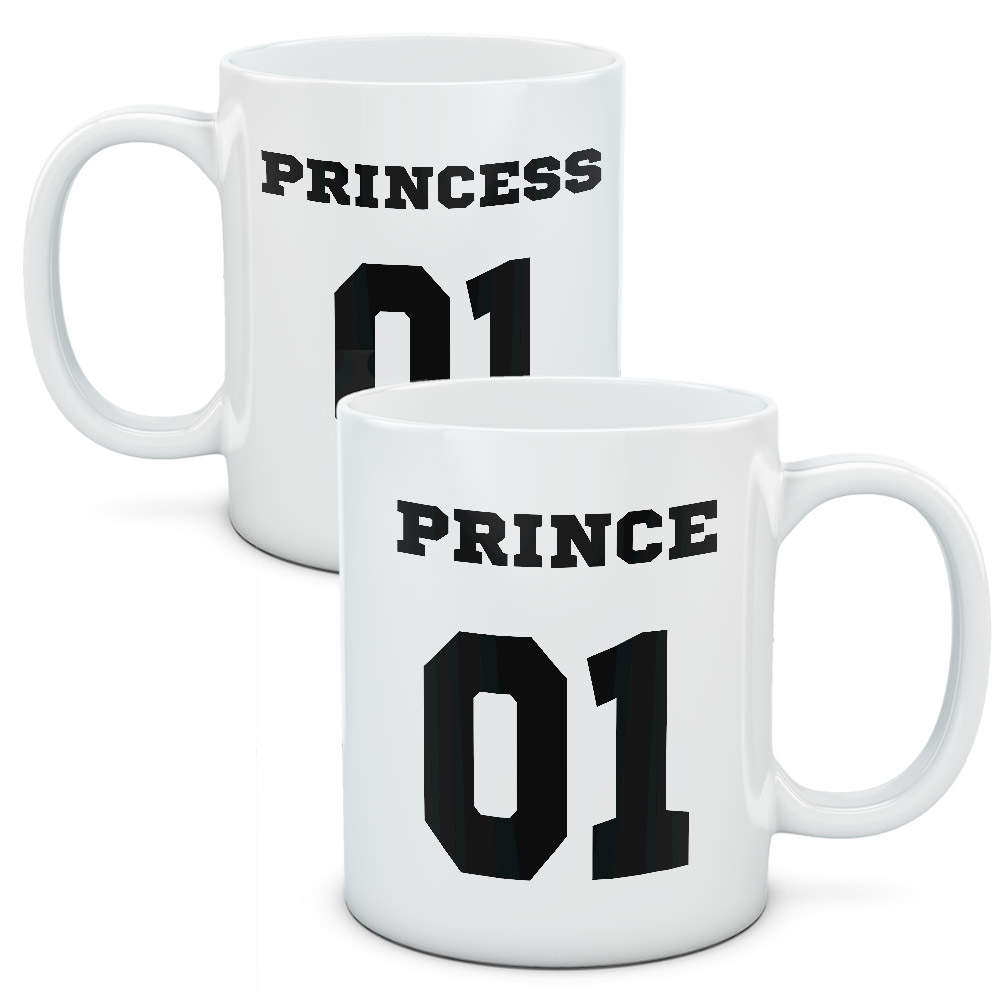 Kubki dla par, zakochanych, zestaw Prince & Princess