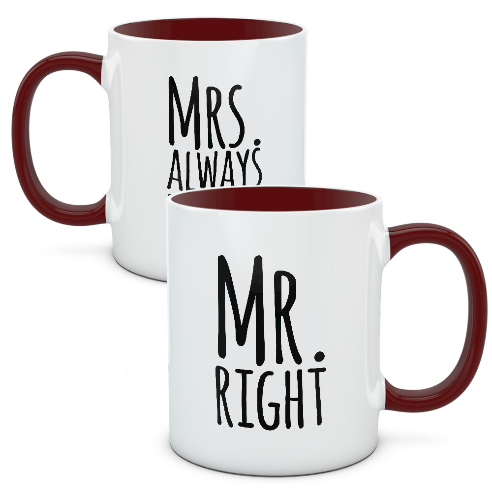 Kubki dla par, zakochanych, zestaw Mr & Mrs Right
