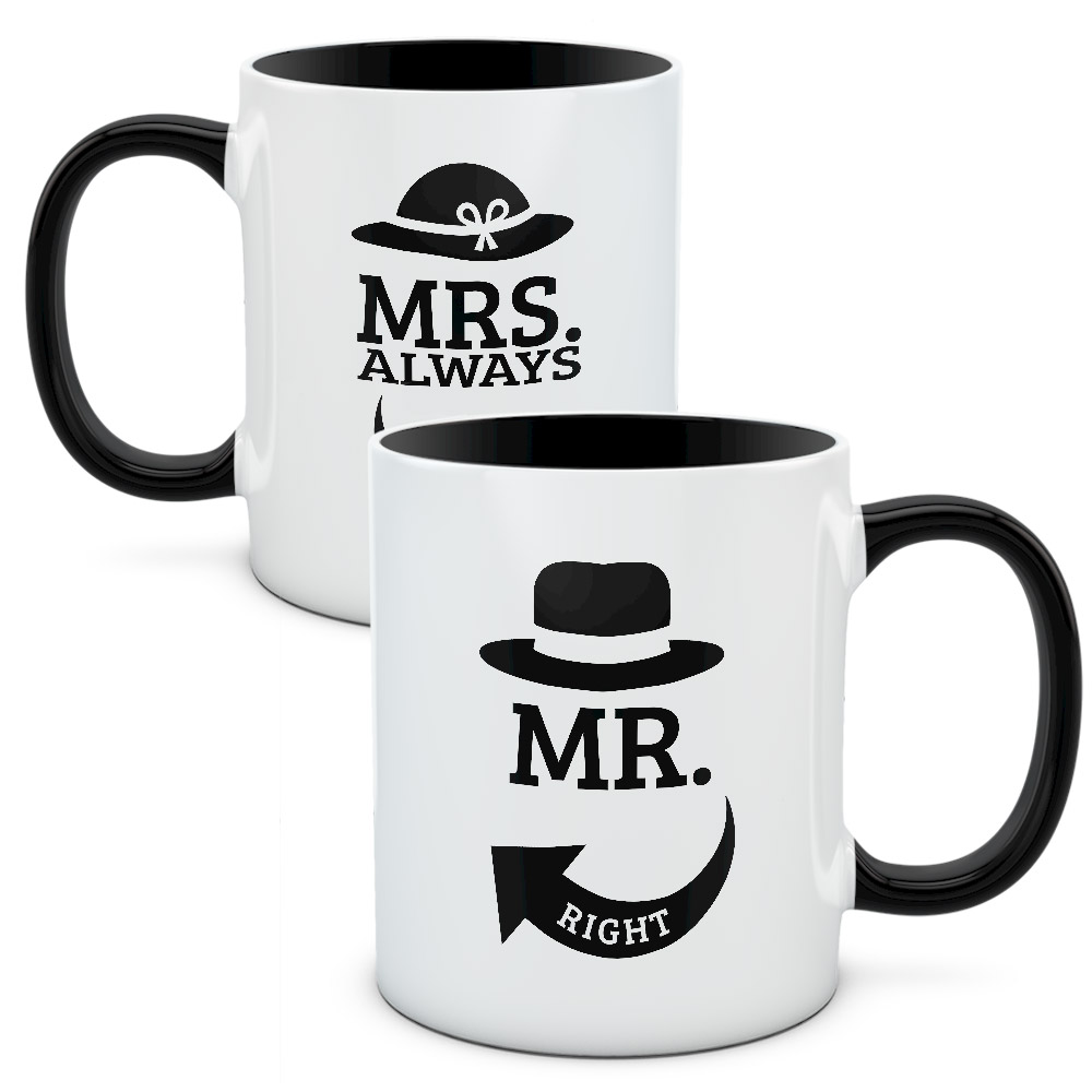 Kubki dla par, zakochanych, zestaw Mr & Mrs Right 4