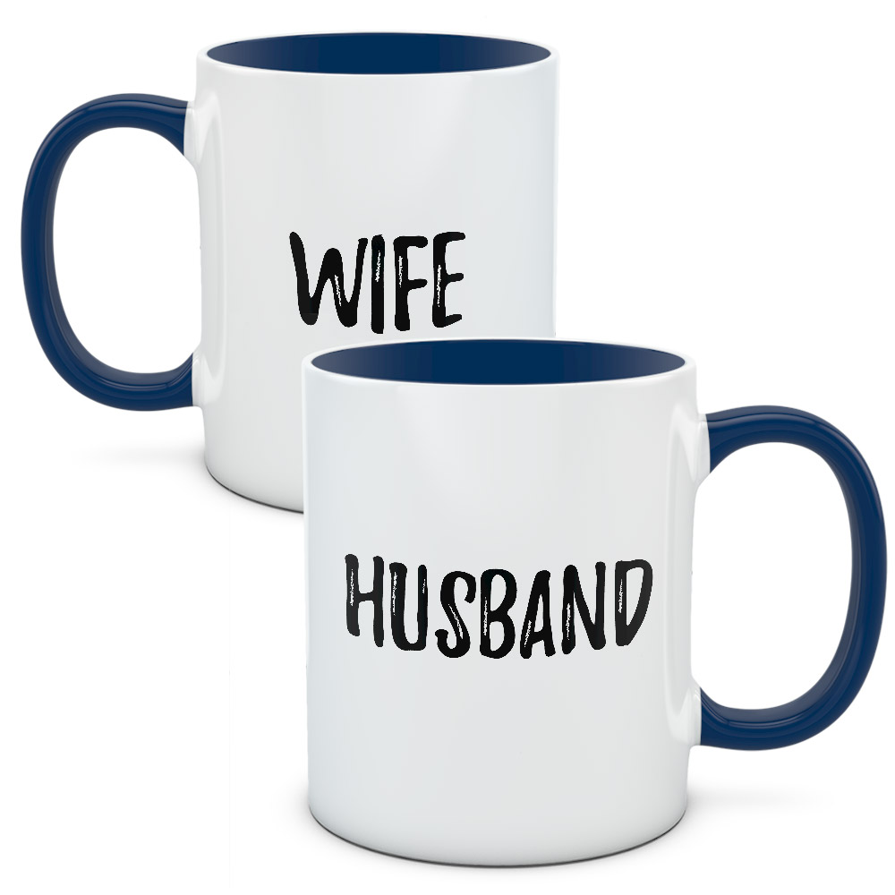 Kubki dla par, zakochanych, zestaw Husband & Wife