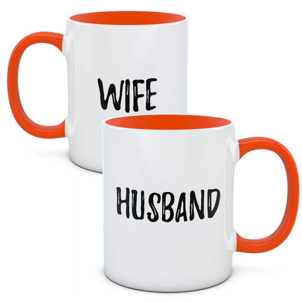 Kubki dla par, zakochanych, zestaw Husband & Wife