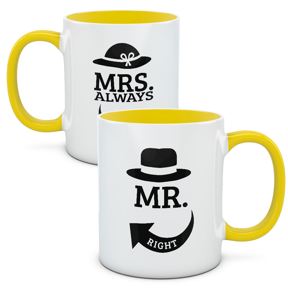Kubki dla par, zakochanych, zestaw Mr & Mrs Right 4
