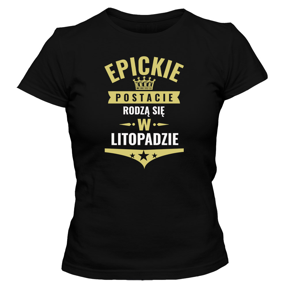 Koszulka damska na urodziny Epickie postacie, czarna